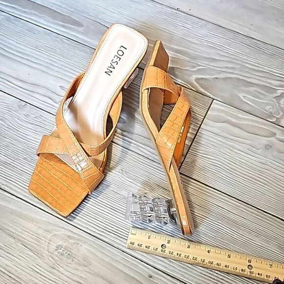 (75-2672) Loesan Women's Square Heels Sandals Block Lucite Clear Sz 40 (9.5) - Picture 4 of 11